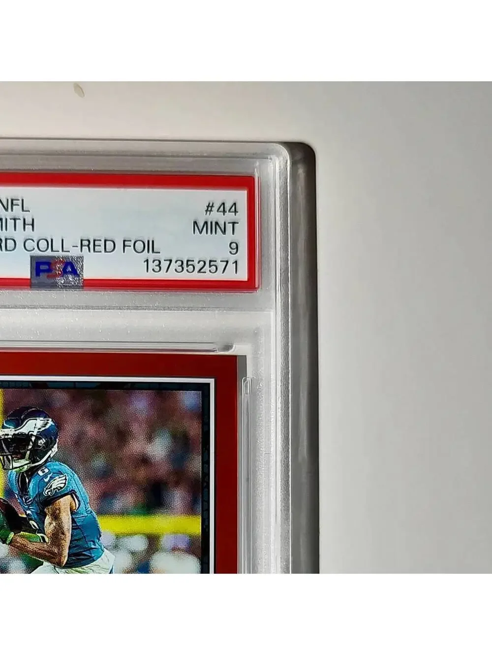 DeVonta Smith 2024 Panini Sticker Collection 048/299 #44 Red Foil PSA 9 Mint
